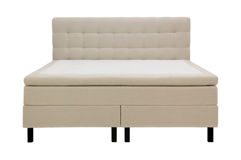 Hilton Komplett Sängpaket 160x200 cm Kontinentalsäng med rutad sänggavel - Beige - Möbler - Säng - Kontinentalsäng