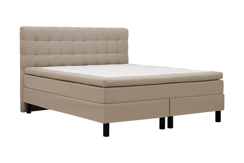 Hilton Komplett Sängpaket 160x200 cm Kontinentalsäng med rutad sänggavel - Beige - Möbler - Säng - Kontinentalsäng