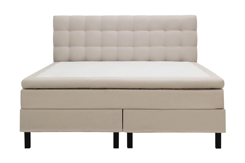 Hilton Komplett Sängpaket 160x200 cm Kontinentalsäng med rutad sänggavel, Beige