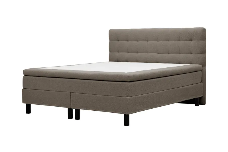 Hilton Komplett Sängpaket 160x200 cm Kontinentalsäng med rutad sänggavel - Brun / Teddy - Möbler - Säng - Kontinentalsäng