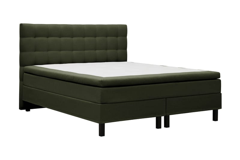 Hilton Komplett Sängpaket 160x200 cm Kontinentalsäng med rutad sänggavel - Grön - Möbler - Säng - Kontinentalsäng