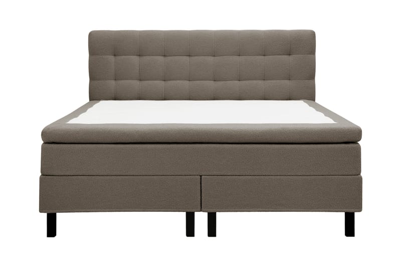 Hilton Komplett Sängpaket 160x200 cm Kontinentalsäng med rutad sänggavel i teddy - Brun / Teddy - Möbler - Säng - Kontinentalsäng
