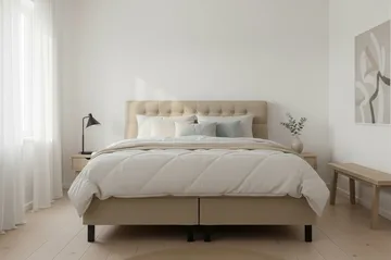 Hilton Komplett Sängpaket 180x200 cm Kontinentalsäng med diamant sänggavel - Beige - Möbler - Säng - Kontinentalsäng