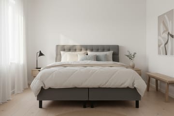 Hilton Komplett Sängpaket 180x200 cm Kontinentalsäng med diamant sänggavel - Grå - Möbler - Säng - Kontinentalsäng