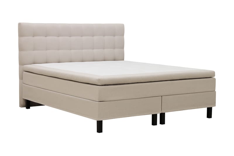 Hilton Komplett Sängpaket 180x200 cm Kontinentalsäng med rutad sänggavel - Beige - Möbler - Säng - Kontinentalsäng