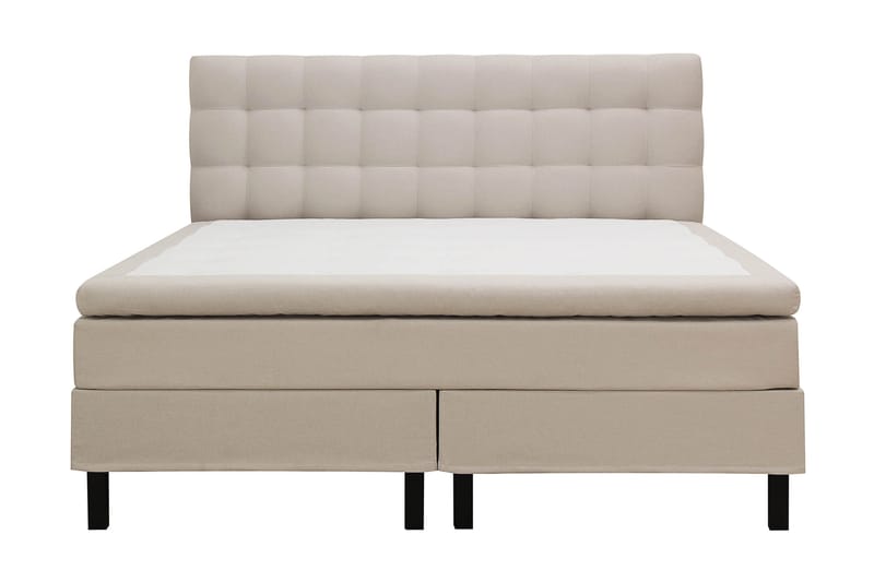 Hilton Komplett Sängpaket 180x200 cm Kontinentalsäng med rutad sänggavel, Beige