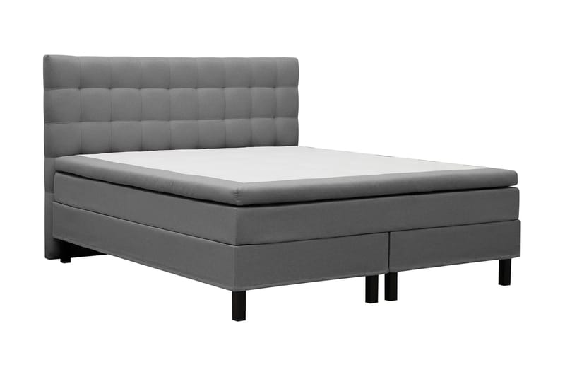 Hilton Komplett Sängpaket 180x200 cm Kontinentalsäng med rutad sänggavel - Grå - Möbler - Säng - Kontinentalsäng