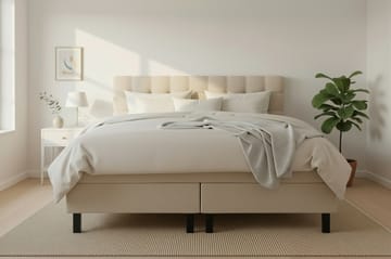 Hilton Komplett Sängpaket 180x200 cm Kontinentalsäng med rutad sänggavel i teddy - Beige / Teddy - Möbler - Säng - Kontinentalsäng