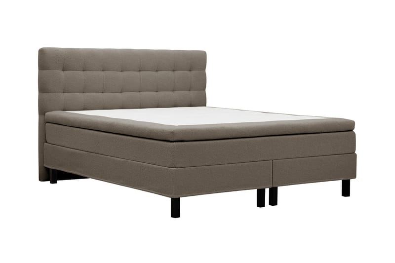 Hilton Komplett Sängpaket 180x200 cm Kontinentalsäng med rutad sänggavel i teddy - Brun - Möbler - Säng - Kontinentalsäng