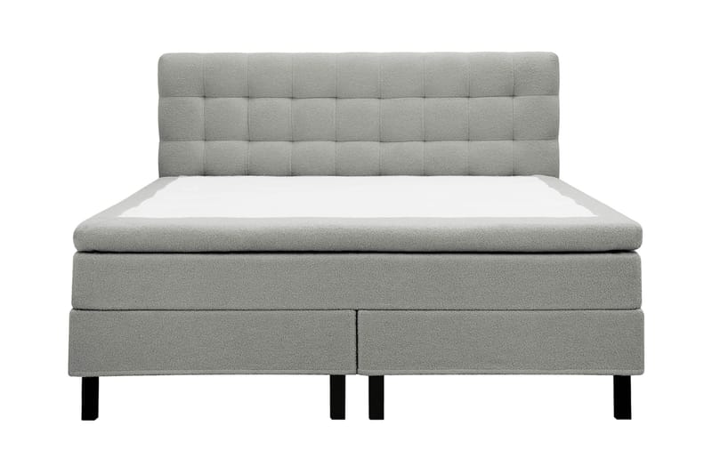 Hilton Komplett Sängpaket 180x200 cm Kontinentalsäng med rutad sänggavel i teddy - Grå - Möbler - Säng - Kontinentalsäng