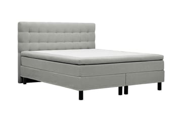 Hilton Komplett Sängpaket 180x200 cm Kontinentalsäng med rutad sänggavel i teddy - Grå - Möbler - Säng - Kontinentalsäng