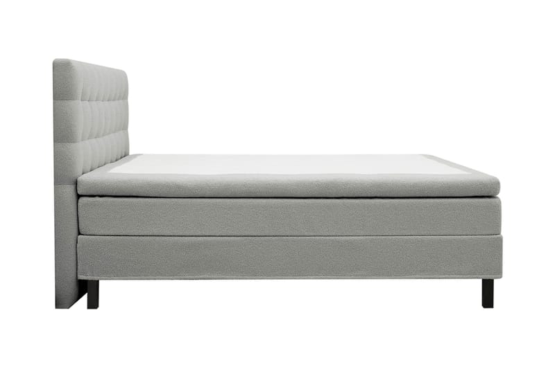 Hilton Komplett Sängpaket 180x200 cm Kontinentalsäng med rutad sänggavel i teddy - Grå - Möbler - Säng - Kontinentalsäng