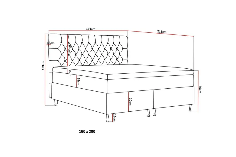 Hilton Lyx Komplett Sängpaket 160x200 cm Kontinentalsäng med knappad sänggavel - Beige - Möbler - Säng - Kontinentalsäng