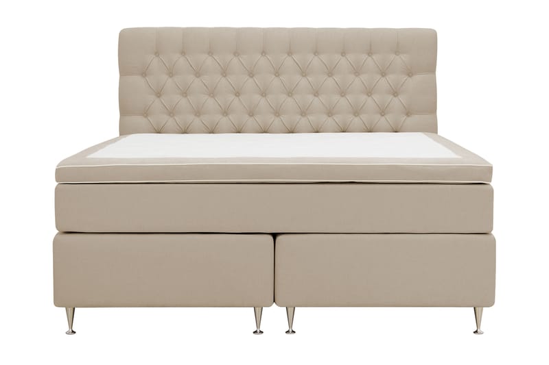 Hilton lyx Komplett Sängpaket 160x200 cm Kontinentalsäng med knappad sänggavel - Beige - Möbler - Säng - Kontinentalsäng