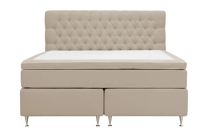 Hilton Lyx Komplett Sängpaket 160x200 cm Kontinentalsäng med knappad sänggavel, Beige