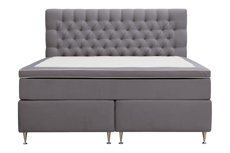 Hilton lyx Komplett Sängpaket 160x200 cm Kontinentalsäng med knappad sänggavel - Grå - Möbler - Säng - Kontinentalsäng