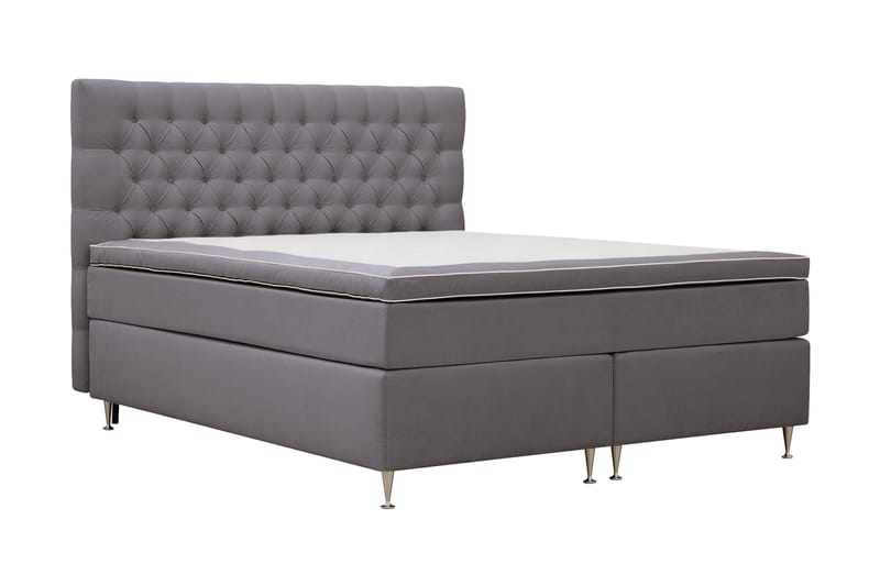 Hilton lyx Komplett Sängpaket 160x200 cm Kontinentalsäng med knappad sänggavel - Grå - Möbler - Säng - Kontinentalsäng