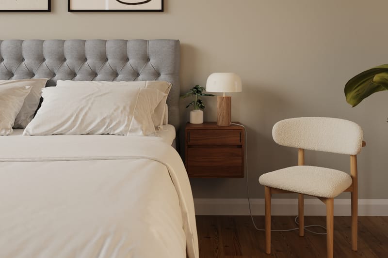 Hilton lyx Komplett Sängpaket 160x200 cm Kontinentalsäng med knappad sänggavel - Grå - Möbler - Säng - Kontinentalsäng