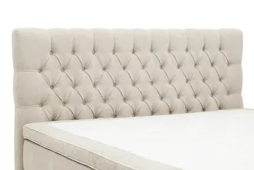 Hilton Lyx Komplett Sängpaket 160x200 cm Kontinentalsäng med knappad sänggavel i chenille - Beige - Möbler - Säng - Kontinentalsäng
