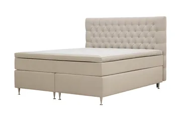Hilton Lyx Komplett Sängpaket 160x200 cm Kontinentalsäng med knappad sänggavel i sammet - Beige / Sammet - Möbler - Säng - Kontinentalsäng
