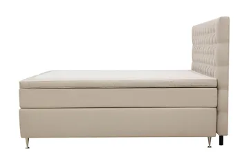 Hilton Lyx Komplett Sängpaket 160x200 cm Kontinentalsäng med knappad sänggavel i sammet - Beige / Sammet - Möbler - Säng - Kontinentalsäng
