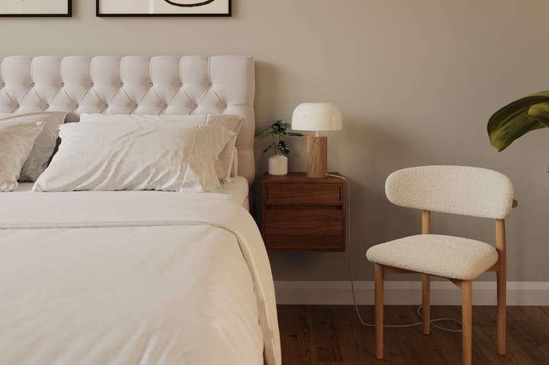 Hilton Lyx Komplett Sängpaket 160x200 cm Kontinentalsäng med knappad sänggavel i sammet - Beige / Sammet - Möbler - Säng - Kontinentalsäng