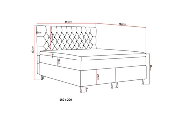 Hilton Lyx Komplett Sängpaket 160x200 cm Kontinentalsäng med knappad sänggavel i sammet - Grå / Sammet - Möbler - Säng - Kontinentalsäng