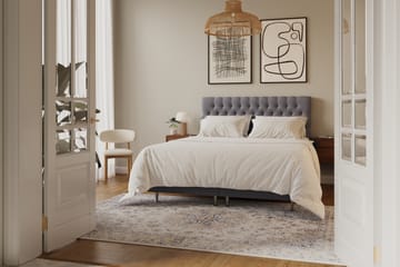 Hilton lyx Komplett Sängpaket 160x200 cm Kontinentalsäng med knappad sänggavel i sammet - Grå / Sammet - Möbler - Säng - Kontinentalsäng