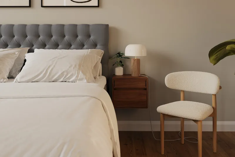 Hilton Lyx Komplett Sängpaket 160x200 cm Kontinentalsäng med knappad sänggavel i sammet - Ljusgrå / Sammet - Möbler - Säng - Kontinentalsäng