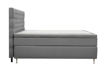 Hilton Lyx Komplett Sängpaket 160x200 cm Kontinentalsäng med knappad sänggavel i sammet - Ljusgrå / Sammet - Möbler - Säng - Kontinentalsäng