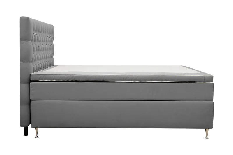 Hilton Lyx Komplett Sängpaket 160x200 cm Kontinentalsäng med knappad sänggavel i sammet - Ljusgrå / Sammet - Möbler - Säng - Kontinentalsäng