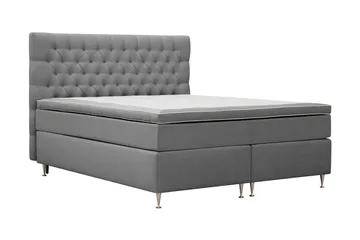 Hilton Lyx Komplett Sängpaket 160x200 cm Kontinentalsäng med knappad sänggavel i sammet - Ljusgrå / Sammet - Möbler - Säng - Kontinentalsäng