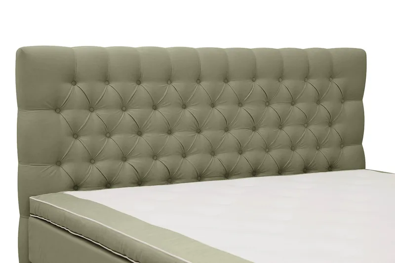 Hilton Lyx Komplett Sängpaket 160x200 cm Kontinentalsäng med knappad sänggavel i sammet - Olivgrön / Sammet - Möbler - Säng - Kontinentalsäng