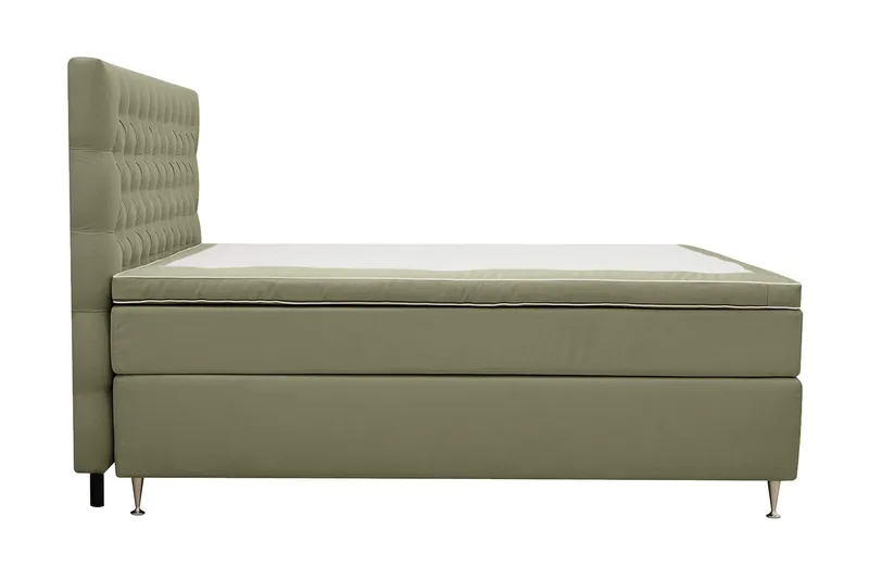 Hilton Lyx Komplett Sängpaket 160x200 cm Kontinentalsäng med knappad sänggavel i sammet - Olivgrön / Sammet - Möbler - Säng - Kontinentalsäng