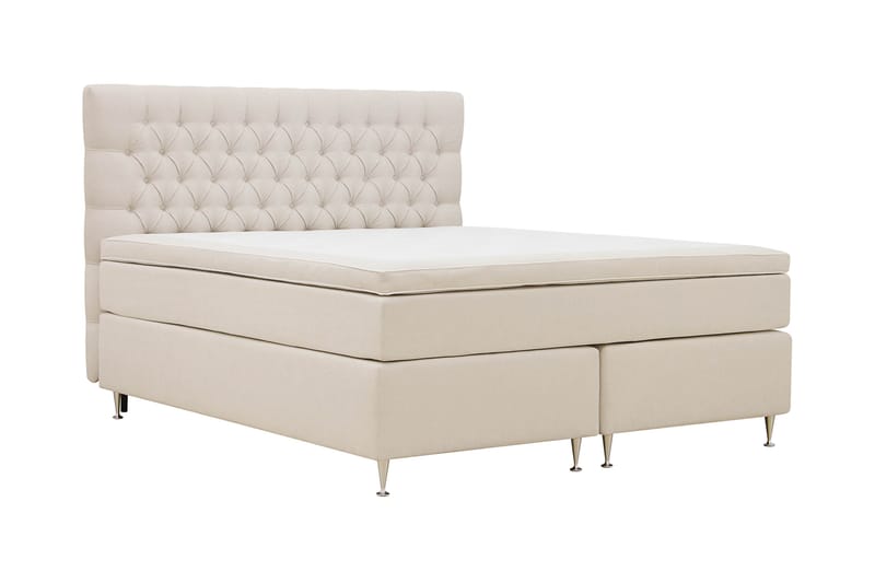 Hilton lyx Komplett Sängpaket 160x200 cm Kontinentalsäng med knappad sänggavel - Ljusbeige - Möbler - Säng - Kontinentalsäng
