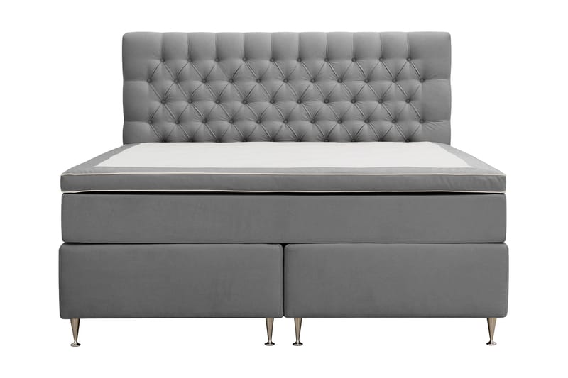 Hilton lyx Komplett Sängpaket 160x200 cm Kontinentalsäng med knappad sänggavel - Ljusgrå - Möbler - Säng - Kontinentalsäng