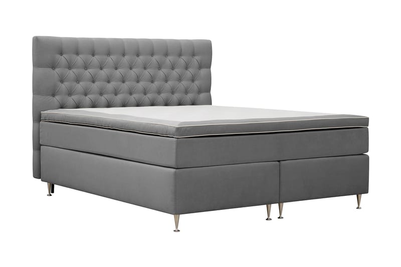 Hilton lyx Komplett Sängpaket 160x200 cm Kontinentalsäng med knappad sänggavel - Ljusgrå - Möbler - Säng - Kontinentalsäng