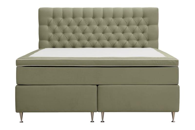 Hilton lyx Komplett Sängpaket 160x200 cm Kontinentalsäng med knappad sänggavel - Olivgrön - Möbler - Säng - Kontinentalsäng