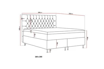 Hilton Lyx Komplett Sängpaket 180x200 cm Kontinentalsäng med knappad sänggavel - Grå - Möbler - Säng - Kontinentalsäng