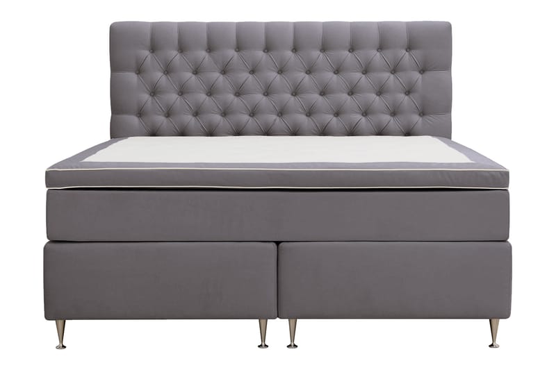 Hilton lyx Komplett Sängpaket 180x200 cm Kontinentalsäng med knappad sänggavel - Grå - Möbler - Säng - Kontinentalsäng