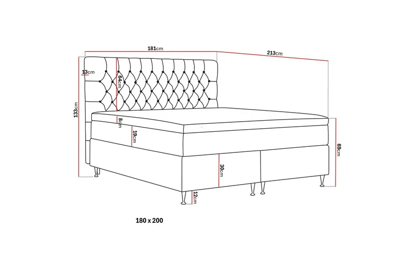 Hilton Lyx Komplett Sängpaket 180x200 cm Kontinentalsäng med knappad sänggavel i bouclé - Ivory / Bouclé - Möbler - Säng - Kontinentalsäng