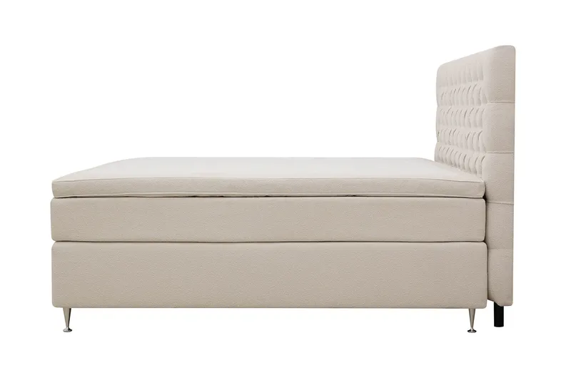 Hilton Lyx Komplett Sängpaket 180x200 cm Kontinentalsäng med knappad sänggavel i bouclé - Ivory / Bouclé - Möbler - Säng - Kontinentalsäng