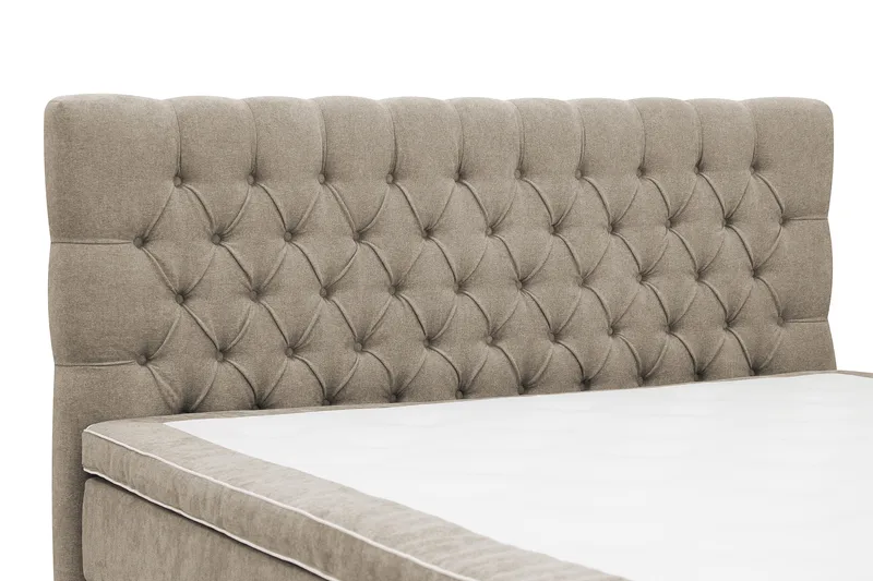 Hilton Lyx Komplett Sängpaket 180x200 cm Kontinentalsäng med knappad sänggavel i chenille - Brun - Möbler - Säng - Kontinentalsäng