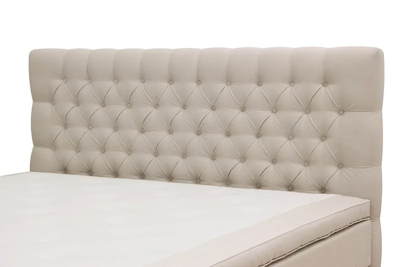 Hilton Lyx Komplett Sängpaket 180x200 cm Kontinentalsäng med knappad sänggavel i sammet - Beige - Möbler - Säng - Kontinentalsäng