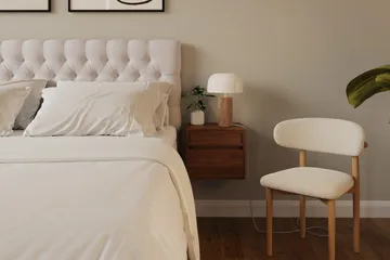 Hilton Lyx Komplett Sängpaket 180x200 cm Kontinentalsäng med knappad sänggavel i sammet - Beige - Möbler - Säng - Kontinentalsäng