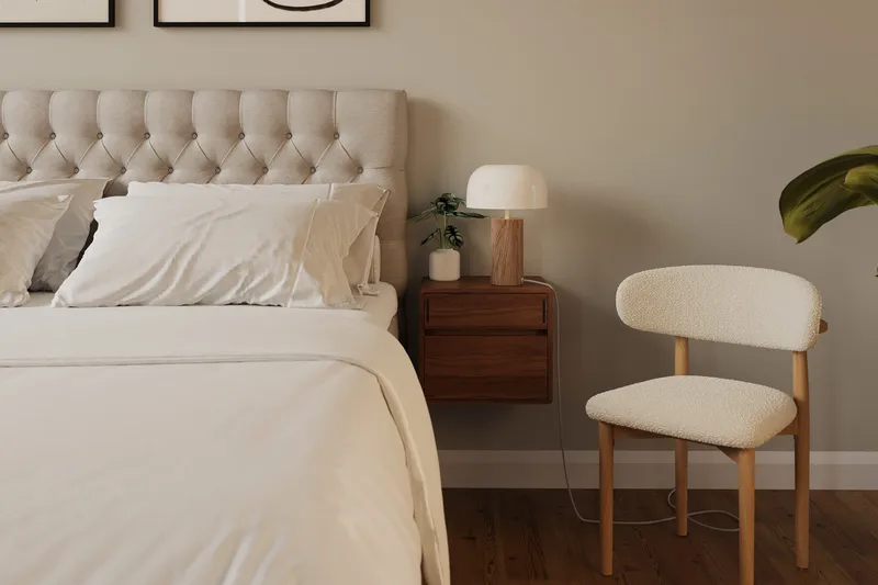 Hilton Lyx Komplett Sängpaket 180x200 cm Kontinentalsäng med knappad sänggavel - Ljusbeige - Möbler - Säng - Kontinentalsäng