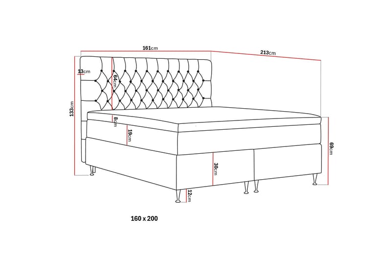 Hilton Lyx Kontinentalsäng 160x200 cm - Grå - Möbler - Säng - Kontinentalsäng