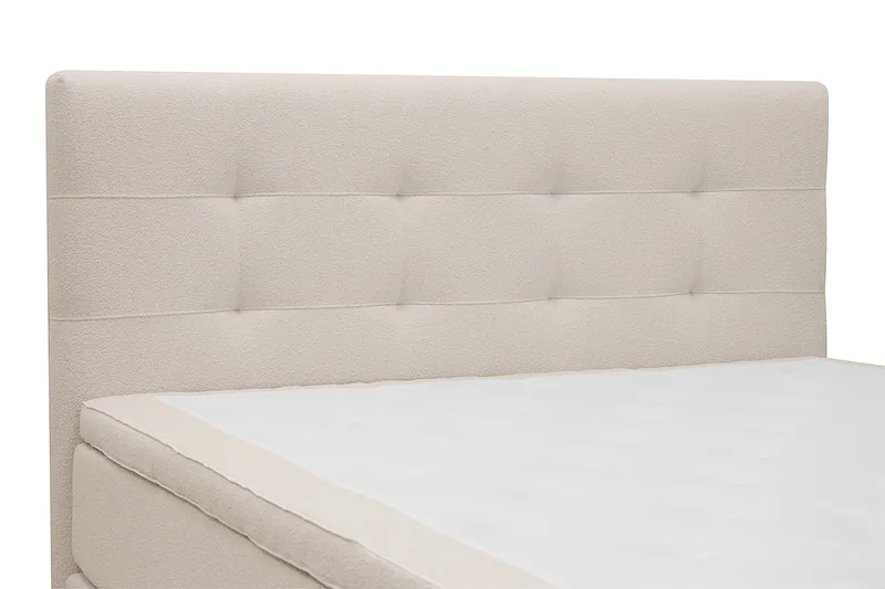 Hilton Premium Komplett Sängpaket 160x200 cm Kontinentalsäng med Sänggavel - Ljusbeige Bouclé - Möbler - Säng - Kontinentalsäng