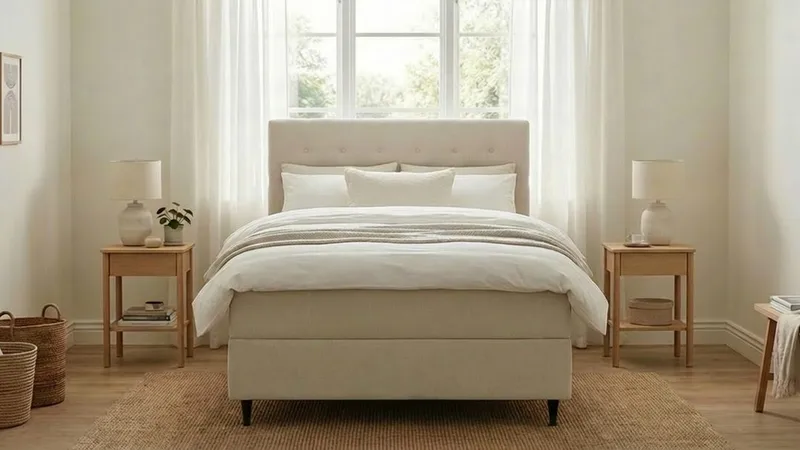 Hilton Plus Komplett Sängpaket med Förvaring 140x200 cm - Ljusbeige - Möbler - Säng - Säng med förvaring