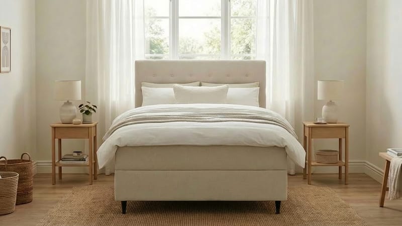 Hilton Plus Komplett Sängpaket med Förvaring 140x200 cm - Ljusbeige - Möbler - Säng - Säng med förvaring